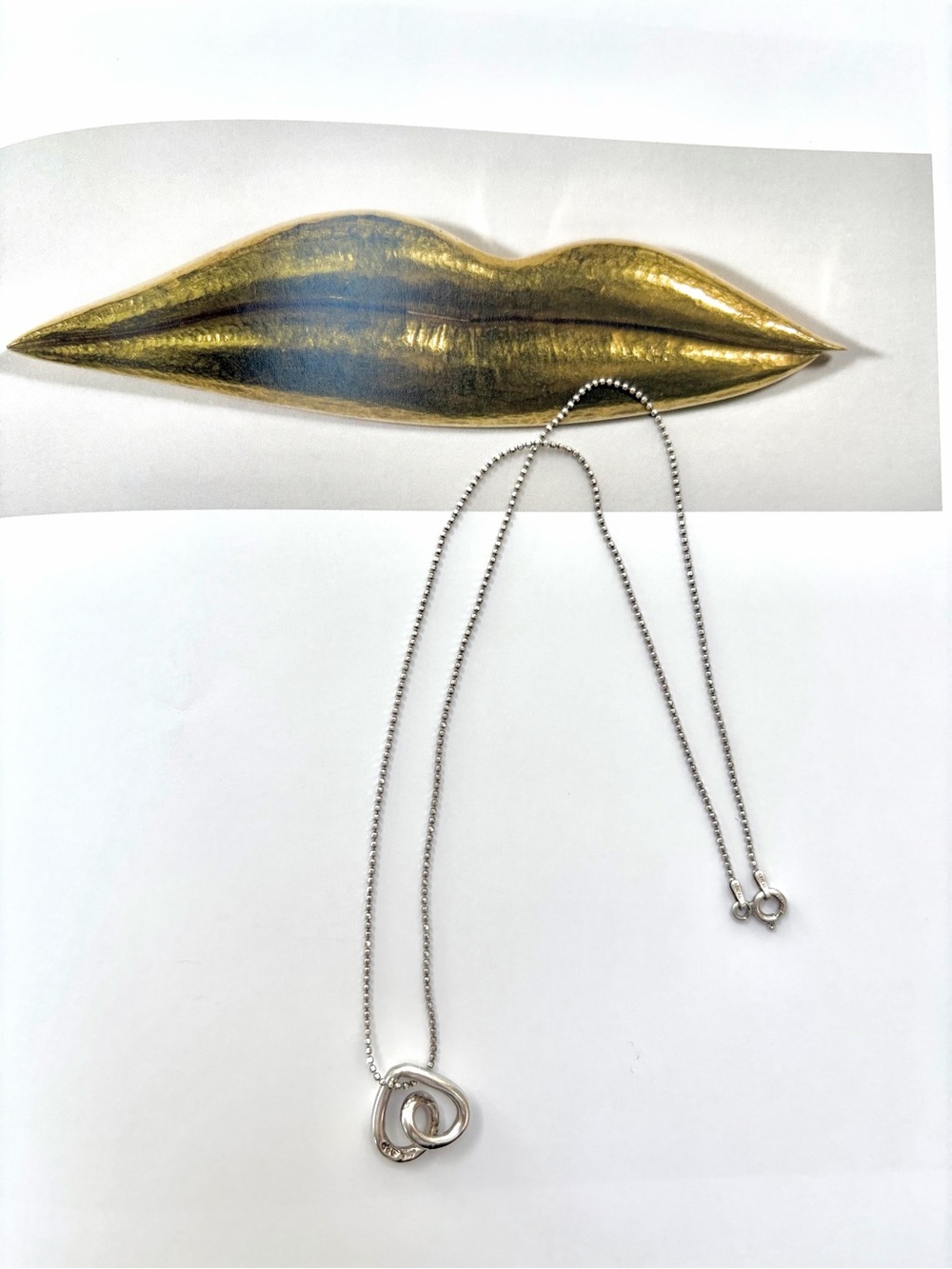 Vintage Sterling Silver 925 Italy Sculptural Heart Necklace